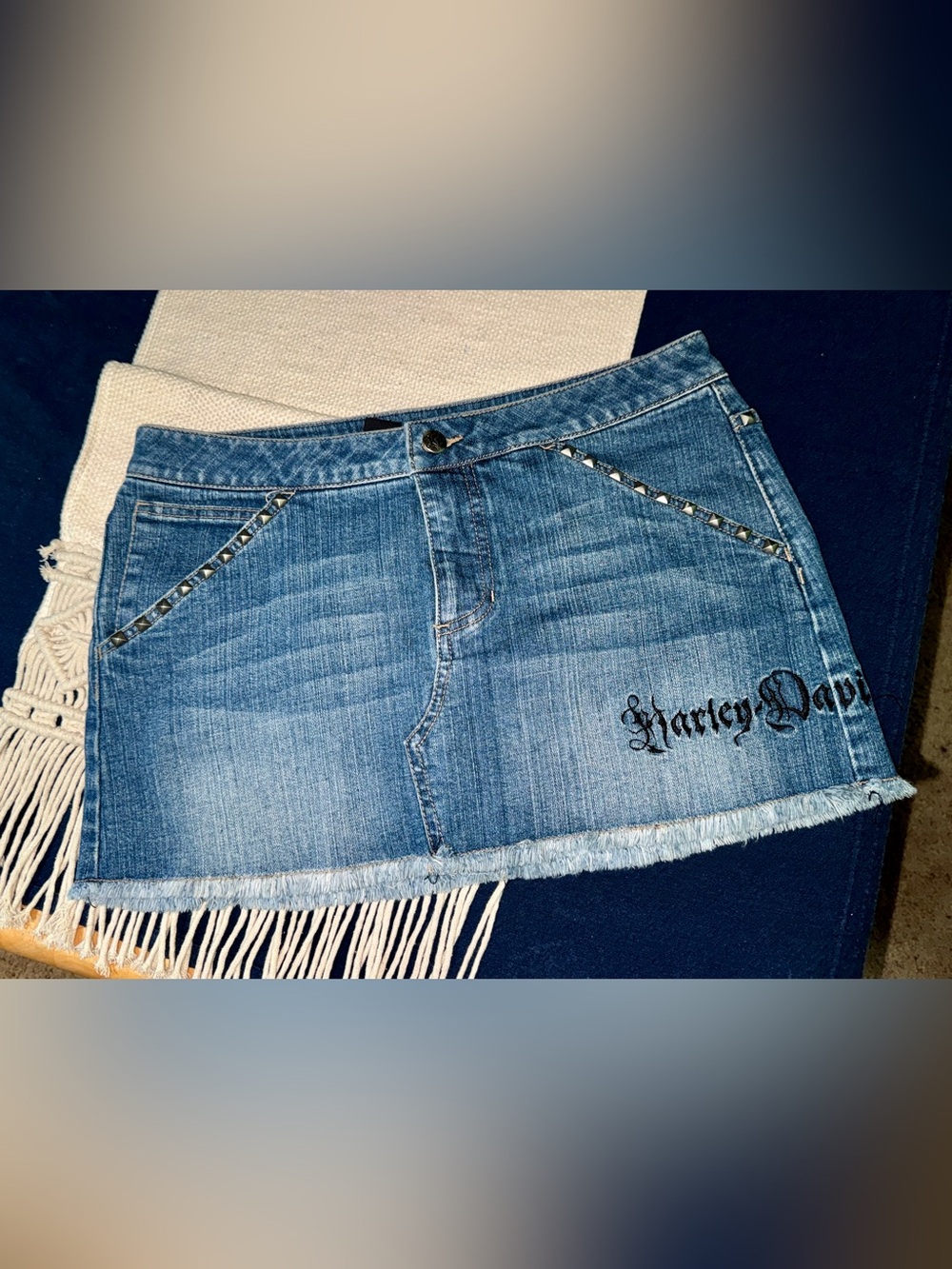 Harley-Davidson Studded Jean Mini Skirt